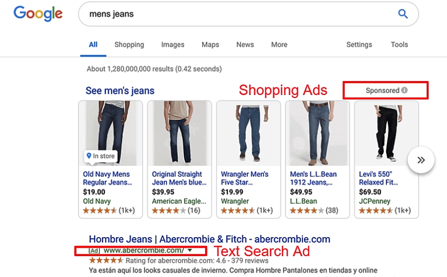 example of google shopping ads