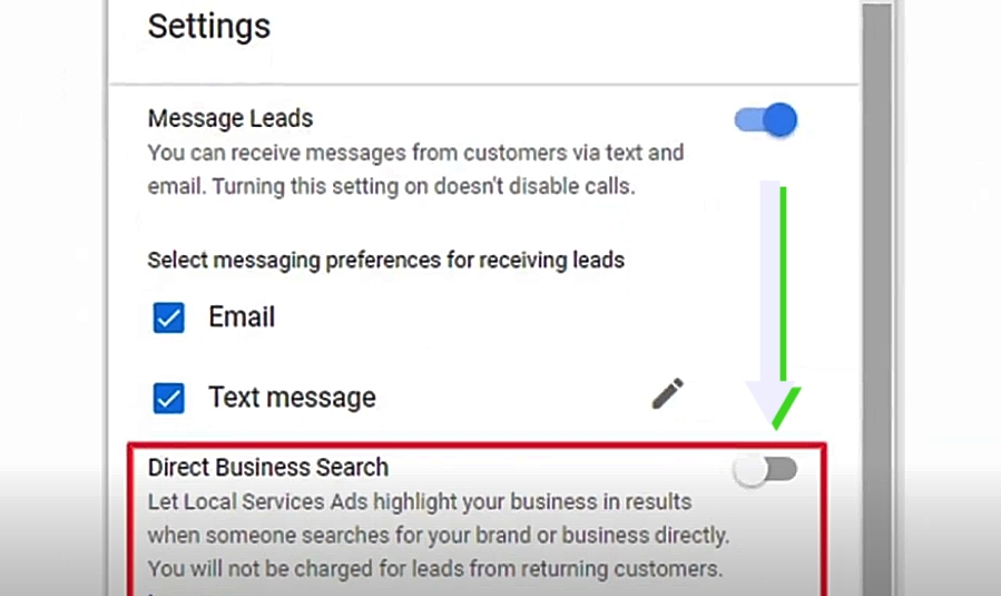 google lsa direct business search feature