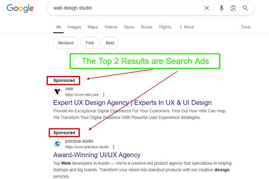 example of paid search ads