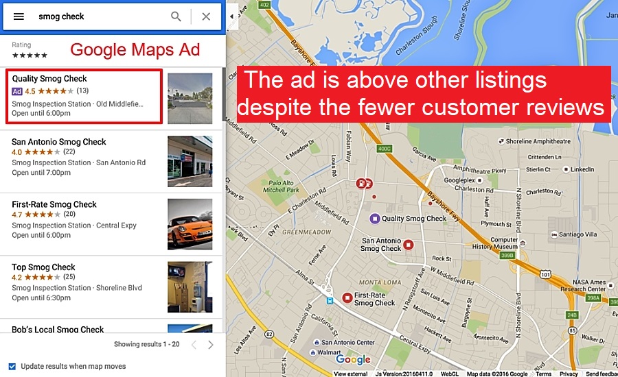example of advertising on google maps