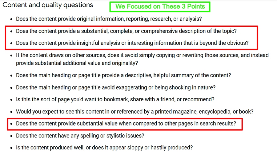 poor seo performance due to unhelpful content