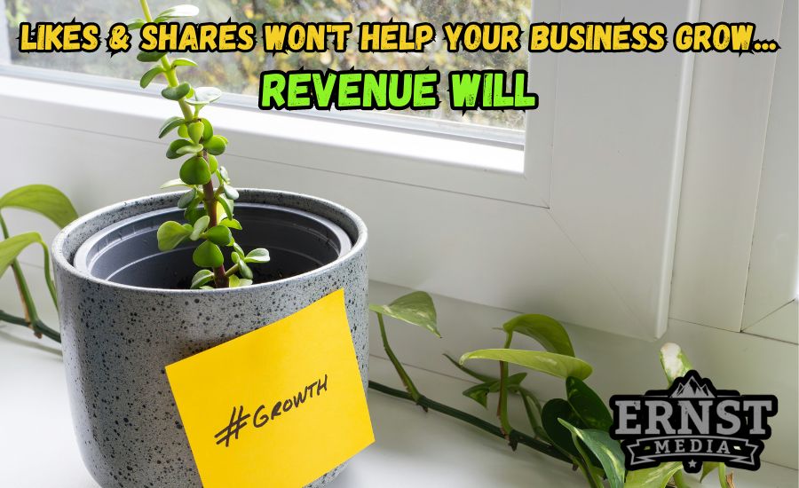 visualization of improtant social media tip emphasizing that likes and shares will not help a business grow